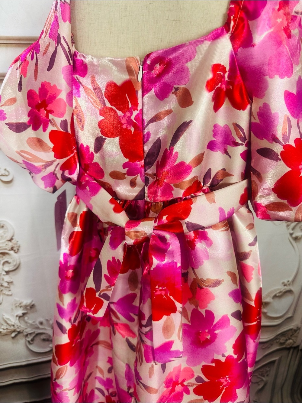 Bonnie Jean Pink & Red Floral Puff-Sleeve Dress - Picture 7 of 16